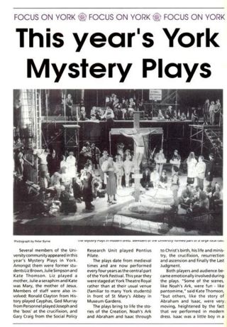 Article: University of York, Crapevine, Septembre 1992